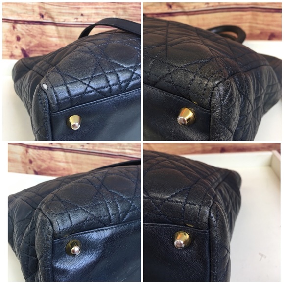 Christian Dior Navy Lady Dior Cannage Shoulder Bag - Picture 5 of 8